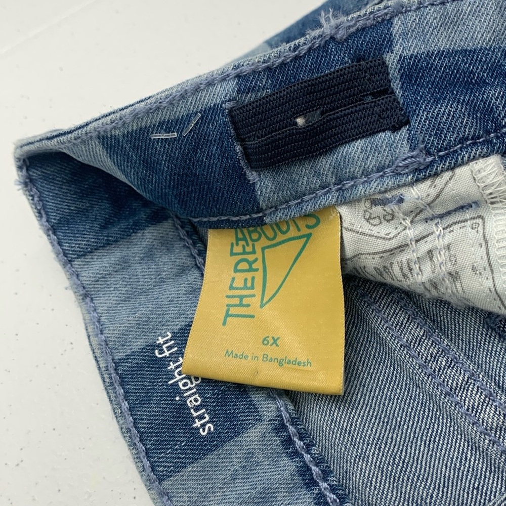 Girls There Abouts Straight Fit Checkered Pattern Jeans. Size 6X - Picture 3 of 10